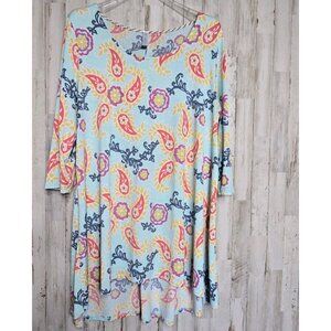 Paisley Grace Boutique Tunic Top Large High-Low Flowy